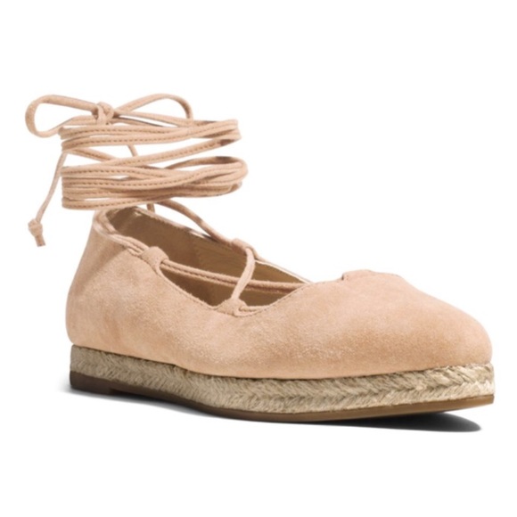 NWOT Michael Kors Pink Suede Espadrille Lace up Flats - Picture 3 of 7